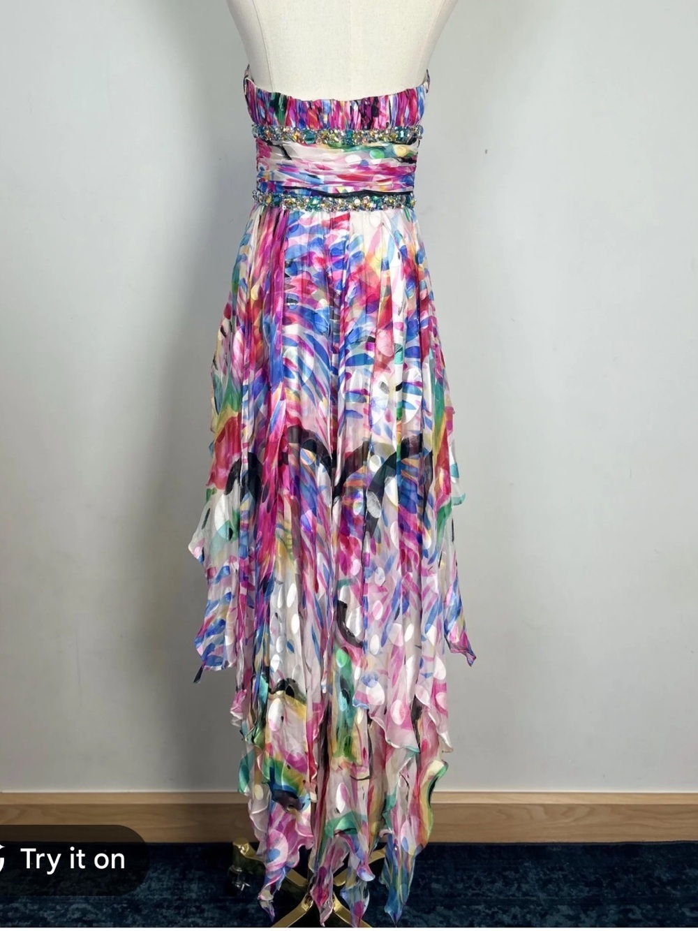 Vintage Lafemme colorful fairy ruffles silk dress size 2 - Picture 2 of 14